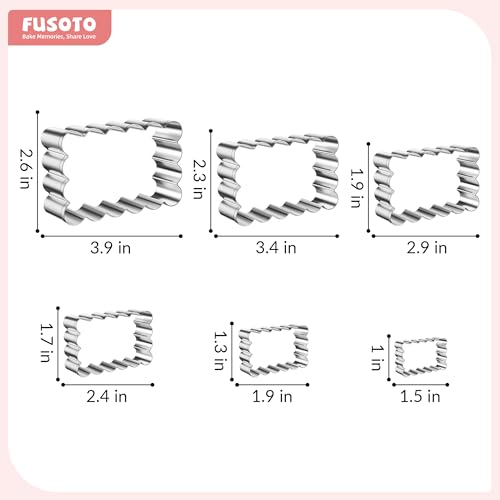 FUSOTO 6PCS Rectangle Cookie Cutter Set - Rectangle Shaped, 1.5-4 Inch - color: Rectangle