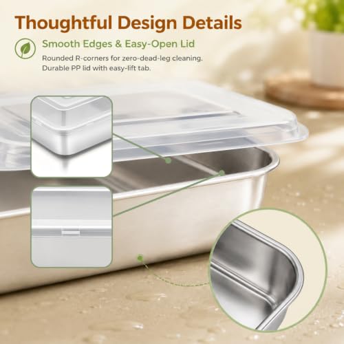 E-far Stainless Steel Baking Pan with Lid, 12.4/10.4/9.4 Inch for Cake - size: 12.5"/10.5"/9.4"