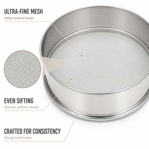 Flour Sieve Fine Mesh, 50 Mesh Sifter,304 Stainless Steel Sifter Food-grade - size: 50 Mesh Screen