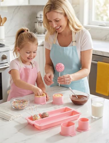 WDAHDHP Cake Pop Cutter Set, Pink Cake Pop Mold with 9 Inch Tray - color: Pink (A)