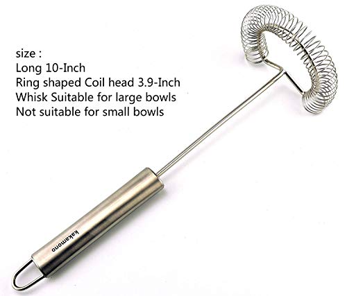 Egg Whisk Egg Beater Stainless Surround helixSpring Coil Egg Frother, Milk and Egg- Kitchen Utensils for Blending,Magic Hand Held Sauce Stirrer Frother 10"… - size: 1 pcs Large