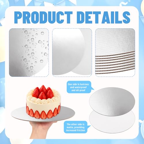 8 Pack 10 Inch Round Cake Boards,Silver Cardboard Cake Rounds - color: Silver, size: 10Inch, style: Classic Round