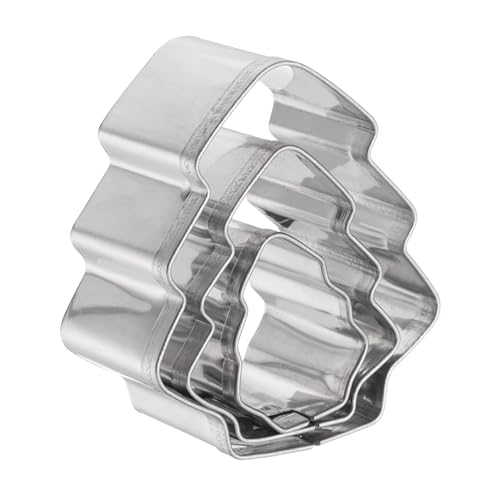 HARFINGTON 3Pcs Christmas Tree Cookie Cutters Set Assorted Sizes Stainless Steel Christmas Winter Holiday Cookie Cutters for Pastry Fondant Cake Cookie - style: Christmas Tree