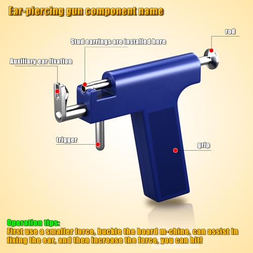 69 pcs Ear Piercing Gun, Reusable Ear Piercing Kit - color: gold