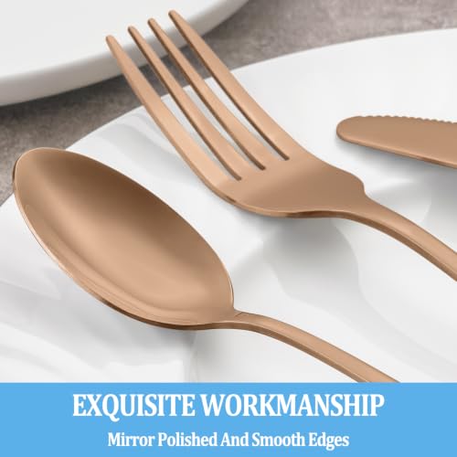 16 Pcs Rose Gold Teaspoons Set, Stainless Steel Spoon Silverware, 6.7 Inch - color: Rose Gold