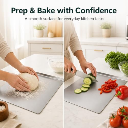 Stainless Steel Cutting Board with Counter Lip,Metal Pastry Board Kitchen - size: 16"L x 11.8"W