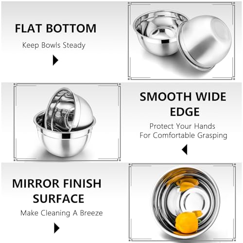 P&P CHEF Stainless Steel Mixing Bowls with Airtight Lids, Blue - color: Blue, style: Airtight Lids
