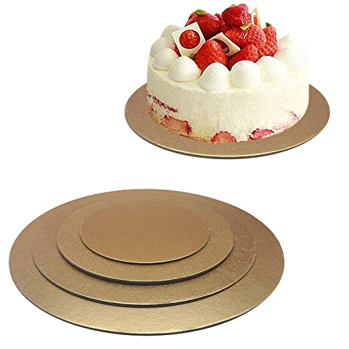 Goiio 4 Pack Cake Boards Golden Round Cake Circles - color: Gold