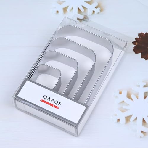 Rounded Rectangle Plaque Cookie Cutter Geometric Set for Baking - 5 Inch, 4 Inch, 3 Inch, 2 Inch - Geometric Frame Plaque Cookie Cutters Shapes Molds - Stainless Steel - color: Rectangle-Rounded Corner