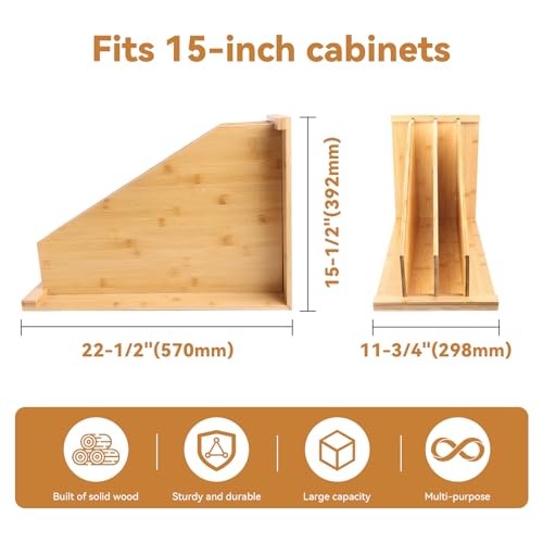 Upgraded Tray Dividers for Cabinets,15in Hx22in Dx12in W, Kitchen Cabinet Tray Divider for Pans, Lids, Pot And Pan, Cookie Sheet. with 3 Dividers,Keeping The Kitchen Organized（1） - size: 1