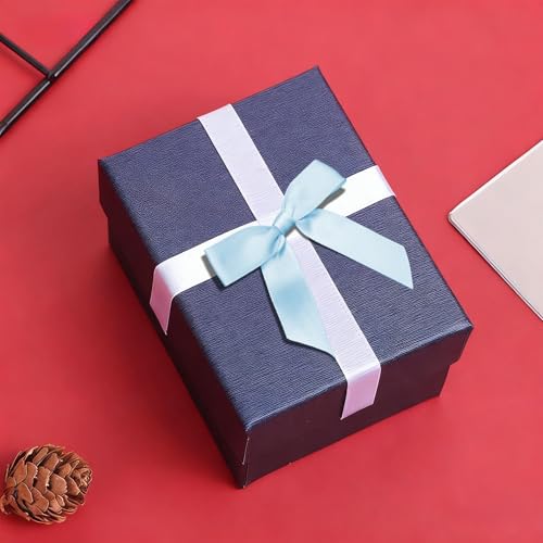 50 Count Satin Ribbon Bows with Twist Ties, 2.5 Inch Wrapping Bows, Blue - color: Blue