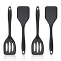 Small Silicone Serving Spatula Set of 4 for Egg, Steak, Pancake - color: Black