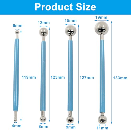 4Pcs Blue Ball Shaped Cake Dotting Tool - color: Blue
