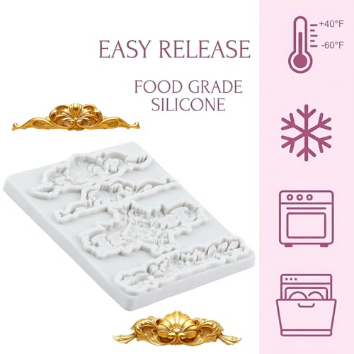 Baroque Style Fondant Mold Curlicues Scroll Lace Silicone Molds