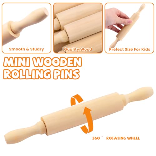 24 Pack 8 Inch Mini Wood Rolling Pin,Small Wooden Rollers