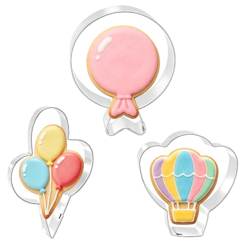 hitsuki Balloon Cookie Cutter Set Metal Balloon Shapes Cookie Molds，3Pcs