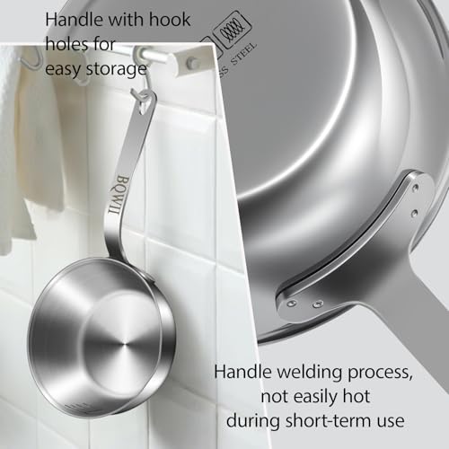 18/10 Stainless Steel Butter Warmer, 13.5 fl oz (400ml), Ideal for Heating Milk, Butter, Sauces, Baby Food, Coffee, Chocolate, Egg Pan, Compatible with Induction & Gas Stovetops