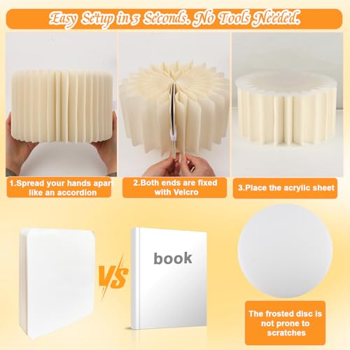 6 Pack Beige Foldable Paper Buffet Risers - Display Stands with Acrylic Top