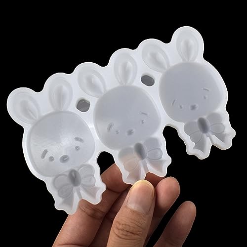 mostsomCute Rabbit Resin Epoxy Mold Handmade Rattle Shaker Lollipop Mould DIY Jewelry Making Models Kitchen Cake Mold 2PCS (M_ Rabbit) - size: M_ Rabbit