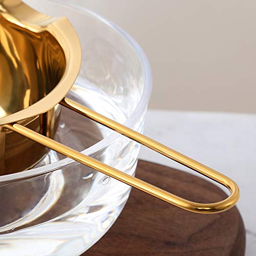 Double Boiler Melting pot with Spoon Set, 400ml Stainless Steel with Handle, Candle Making Potpourri for Melting Chocolate, Candy, Candles, Soap (Gold) - color: Gold