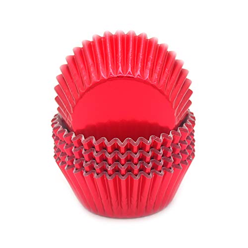 Standard Red Foil Cupcake Liners Muffin Baking Cups for Party and More, 100-Count - color: Red