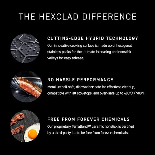 HexClad 10" Hybrid Nonstick Frying Pan, Dishwasher & Induction Safe - size: 10-inch, style: Pan