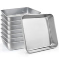 LIANYU 8 Pack 8 x 8 Inch Square Baking Cake Pan, Stainless Steel Brownie Bread Cake Molds, Square Bakeware for Lasagna Pie, Oven & Dishwasher Safe - size: 8'' x 8''