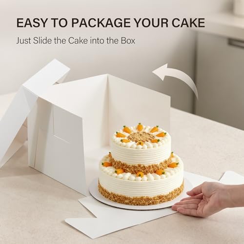 Kootek 4 Pack Cake Boxes 10 inch, 10x10x8 Tall Cake Box with Clear Window - size: 10x10x8 in