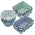 24Pack Silicone Muffin Cups, Reusable Cupcake Liners Molds for Baking, 3 Shapes Lunch Box Bento Dividers-Round, Square, and Rectangular (Grey Series, Regular Size) - color: Grey Series, size: Regular Size