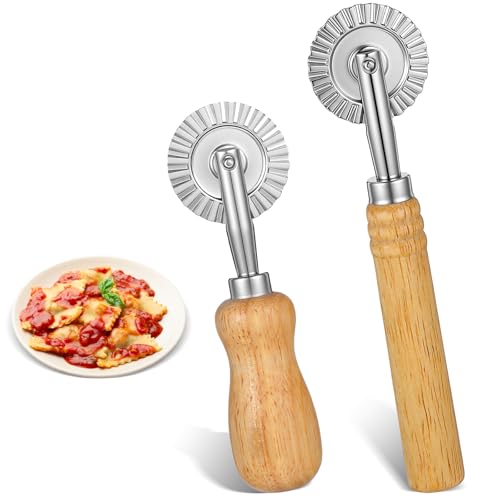 2 Pcs Pasta Cutter Wheel Sturdy Fluted Ravioli Cutter Wheel