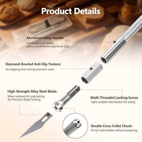2 Pcs Bread Lame Sourdough Scoring Tool for Bread Baking Bread Scorer Dough Scoring Tool for Homemade Sourdough Bread Scoring Tool Set with 10 Replacement Blades & 1 Storage Case