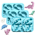 3Pcs Silicone Dinosaur Molds - Chicken Nugget, Popsicle & Chocolate Candy Maker -Non-Stick, Suitable for Children's Snacks, Parties, and Creative Cooking Dinosaur Molds（Blue） - color: Blue