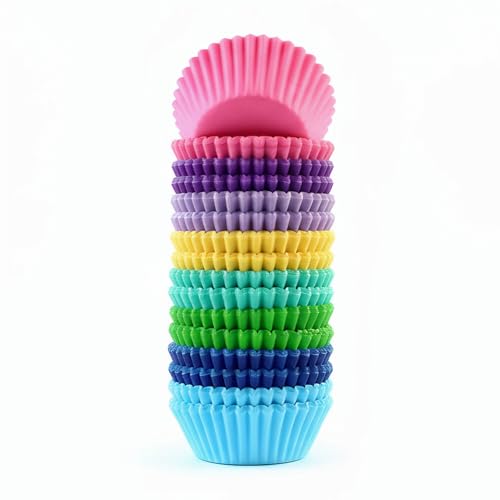 400 Pcs Mini Bright Rainbow Cupcake Liners Paper Baking Cups
