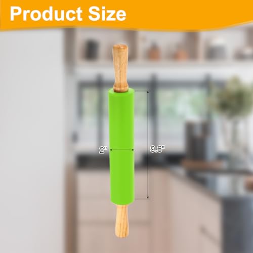 uxcell 9.6 Inch Silicone Rolling Pin Small Dough Roller Green - color: Green, size: 9.6 Inch