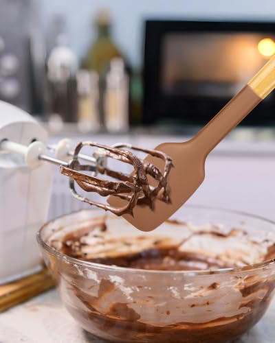 Badiano Silicone Heavy-Duty Spatula, Rubber Scraper for Nonstick Cookwares - color: Coffee