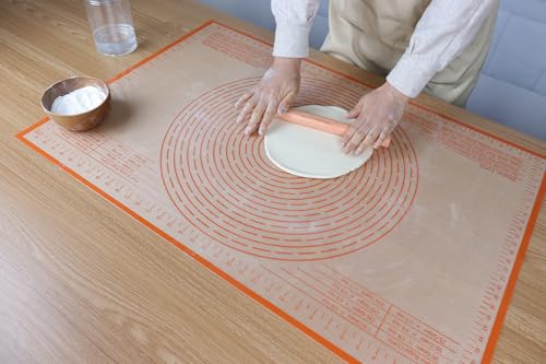 Silicone Pastry Mat 34X26 inch Baking Mat Large Dough Mat with Measurements - color: Orange, size: 26"L x 34"W