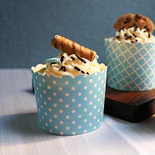 Paper Baking Cups (Polka Dots), Greaseproof Disposable Cupcake Liners (Turquoise, Large Cups (50-Pack)) - color: Turquoise