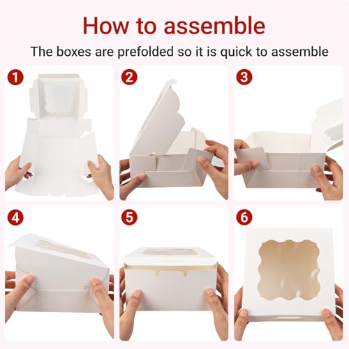 50Pcs Cookie Boxes with Window, 6X6X3 Inches, White ﻿ - size: 6x6x3inches/50pcs
