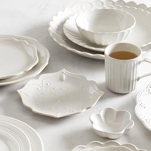 Lenox French Perle Scallop White Stoneware 24-Piece Dinnerware Set for 8 - color: White, style: 24-Piece Dinnerware Set