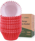 Caperci Heavy Duty Jumbo Cupcake Muffin Liners for Baking - Extra Large 100pcs Grease-Resistant Red Paper Baking Cups, No Muffin Pan Needed, Odorless, Easily Peels (Red) - color: Red