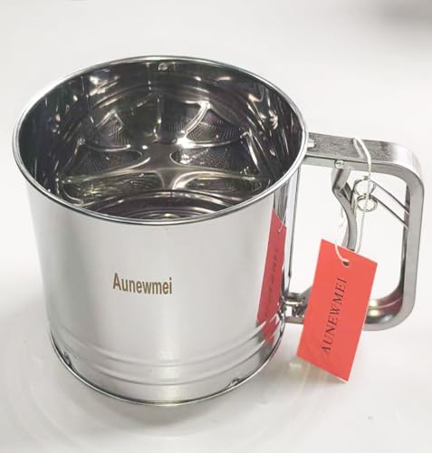 KitchenTools Stainless Steel Fine Mesh Sieve Flour Sifter Flour Cup Sifte A unique gifts for baking enthusiasts - color: Silver, size: Large