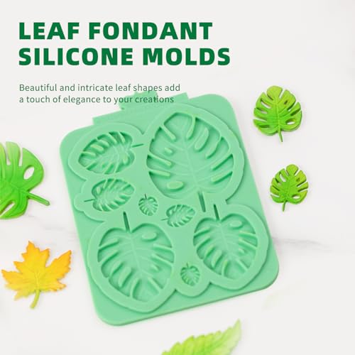 KALAIEN Leaf Molds Silicone,Leaves Chocolate Fondant Molds Set of 3 - color: 3 Pcs