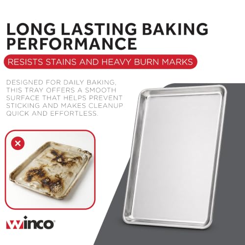 Winco 10" x 13" Aluminum Sheet Pan, 1/4 Size, Reinforced Rim, Closed Bead - size: 1/4 Size / 10" x 13"