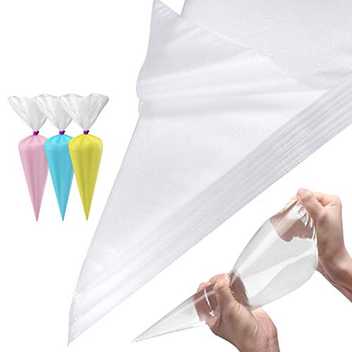 Piping Bags 100 Pcs 14" Disposable Pastry Bags, Heavy-Duty Anti-Burst Icing Bags for Cake Decorating, Cupcakes, Cookies, Macarons, Chocolate. Works with Wilton Tips & Couplers, Leak-Proof PE Material