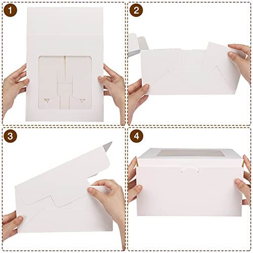 Moretoes 20 Set Cake Boxes, 10x10x5 Inches Tall White Square Bakery Boxes - size: 20pcs-10*10*5in