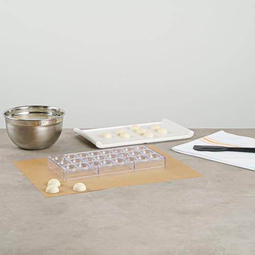 Restaurantware-Pastry Tek 10.8 x 5.3 Inch Chocolate Shaping Mold, 1 Freezable Candy Mold - 24 Cavities, Soccer Ball-Shaped, Clear Polycarbonate, For Chocolate, Dishwashable, Easy To Release - size: 1 Count | 10.8 x 5.3 Inch, style: Soccer Ball