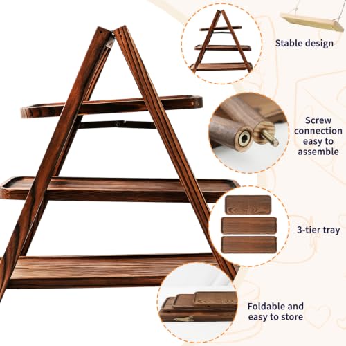 Wooden 3 Tier Cupcake Stand with Swing & Flower