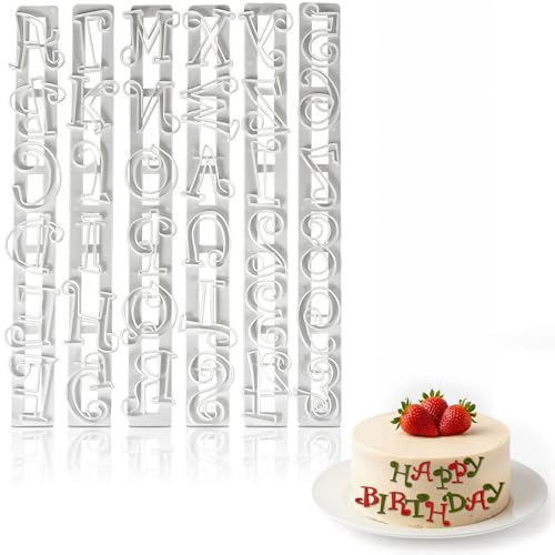 Fondant Letter Cutters for Cake Decorating, A-Z & 0-9, Plastic Set - size: Elegant