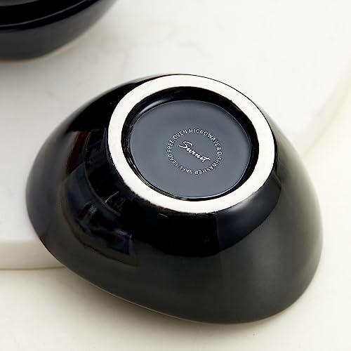 Ceramic Dipping Bowls Set of 6,1.5 Oz Black Dip Pinch Bowl,Soy Sauce Dishes,Mini Bowls for Charcuterie Board Sushi,Tomato Sauce,BBQ and Party Supplies(Black) - color: Black