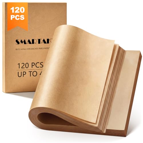 SMARTAKE 120 Pcs Parchment Paper Baking Sheets, Pre-Cut, 8x12 Inches - size: 8" x 12"-120
